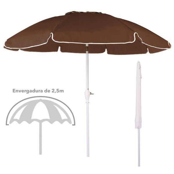 Kit Ombrelone Maresias 2,5m Bagum Alumínio Articulado Manivela Marrom Com Base Plástica Preta - Belfix Imagem de Kit Ombrelone Maresias 2,5m Bagum Alumínio Articulado Manivela Marrom Com Base Plástica Preta - Belfix