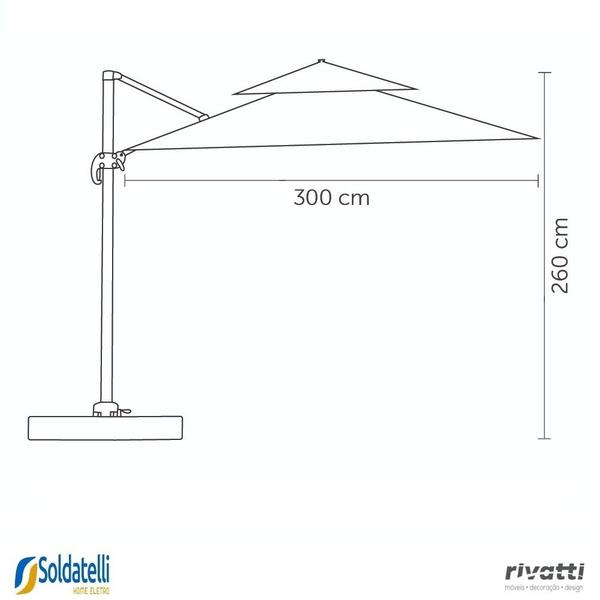 Imagem de Kit Ombrelone Tulum Grafite ou Fendi - Com Base HDPE 150 Litros - Rivatti