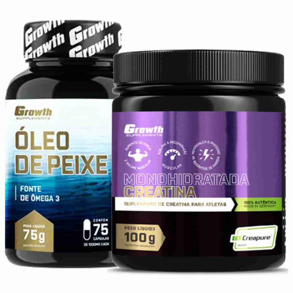 Imagem de Kit Omega 3 75 Caps + Creatina 100g Creapure Growth Supplements