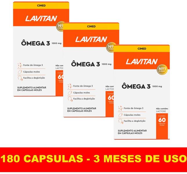 Imagem de Kit Ômega 3 Lavitan 60 Capsulas 1000mg Óleo de Peixe 3 meses de uso