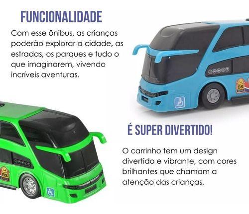 Imagem de Kit Ônibus Buzão C/ 6un Miniatura Realista De 2 Andares 25cm Brinquedo - BS Toys