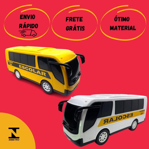 Imagem de Kit ônibus escolar de Brinquedo Branco e amarelo 21 cm