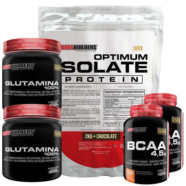 Imagem de Kit Optimum Isolate Whey Protein 2kg + 2x BCAA 100g + 2x Glutamina 300g - Bodybuilders