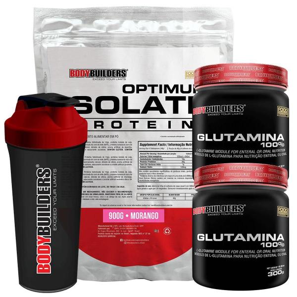 Kit Optimum Isolate Whey Protein 900G + 2X Glutamina 300G - Bodybuilders Imagem de Kit Optimum Isolate Whey Protein 900G + 2X Glutamina 300G