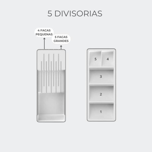 Imagem de Kit organização cozinha faca talheres e utensilhos branco ou