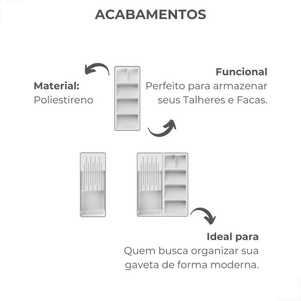 Imagem de Kit organização cozinha faca talheres e utensilhos branco ou