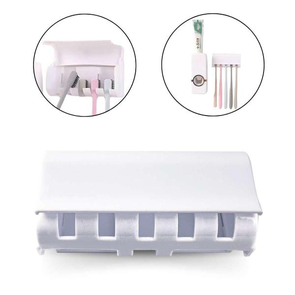 Imagem de Kit Organizador Banheiro Dispenser Creme Dental Escova Dente