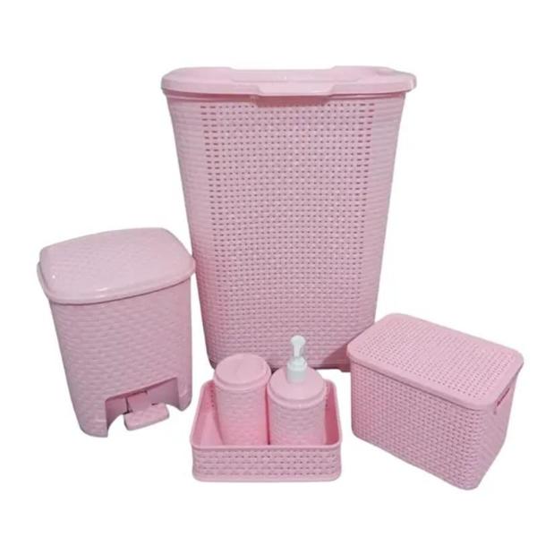 Imagem de Kit Organizador Cuidado Higiene Quarto De Bebê - Rosa