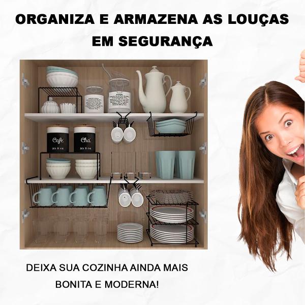 Imagem de Kit Organizador de Armário Prateleira Elegance DiCarlo Antiferrugem Epóxi Cozinha 6 Itens