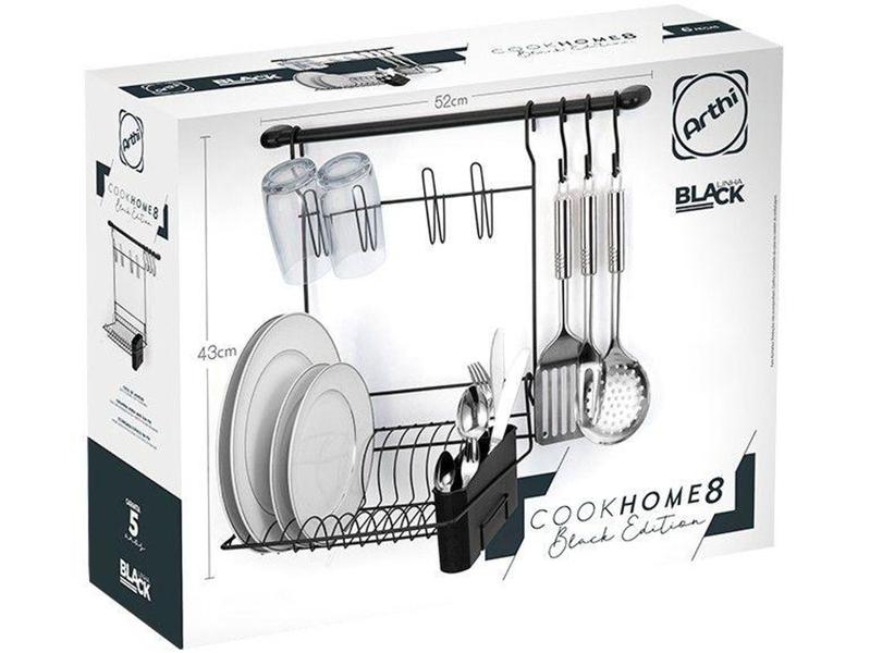 Imagem de Kit Organizador de Cozinha Arthi - Black Edition Cook Home 8 Peças