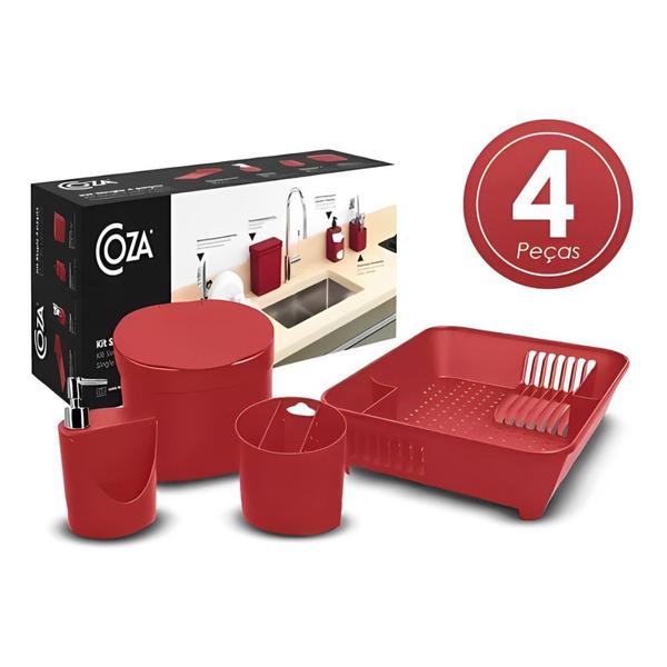 Kit Organizador De Pia Coza 4 Pçs C/ Escorredor 99256 Coza Imagem de Kit Organizador De Pia Coza 4 Pçs C/ Escorredor 99256 Coza