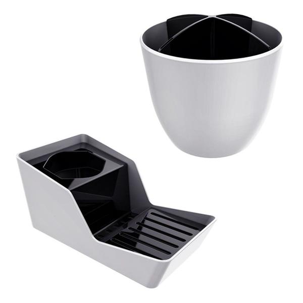 Kit Organizador De Pia Detergente + Escorredor Talheres - Branco Crippa Imagem de Kit Organizador De Pia Detergente + Escorredor Talheres - Branco Crippa