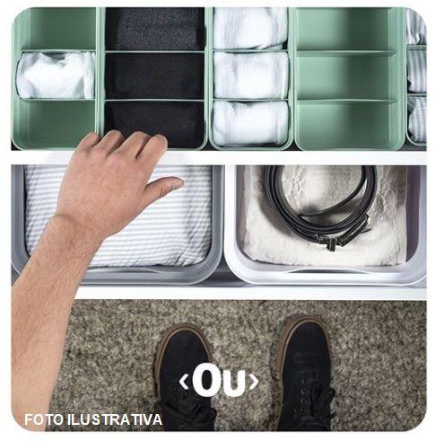 Imagem de Kit organizador gaveta armario prateleira quarto Verde menta 2 peças OU