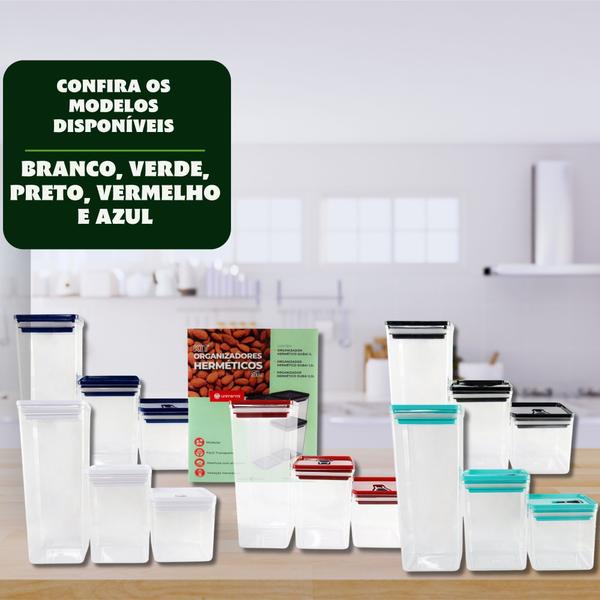 Imagem de Kit Organizador Hermético Dubai 5 Litros pote plástico organizador de cozinha empilhável vedação