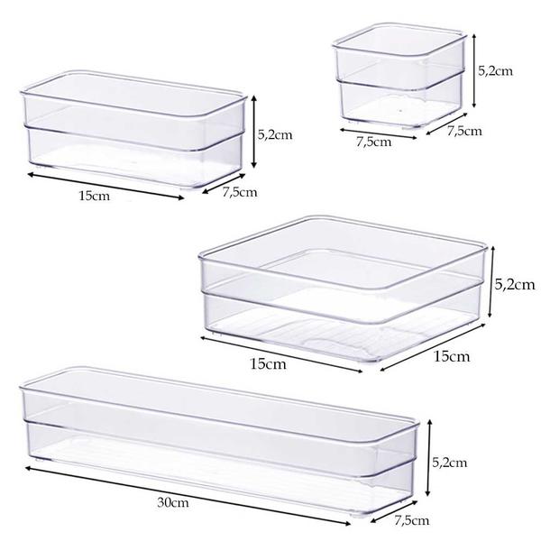 Imagem de Kit organizador modular 5 peças gaveta porta talher mesa cozinha armário multiuso maquiagem banheiro