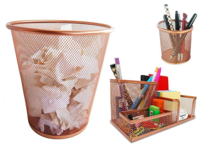 Imagem de Kit Organizador, Porta Caneta E Lixeira Rose Gold Escritório