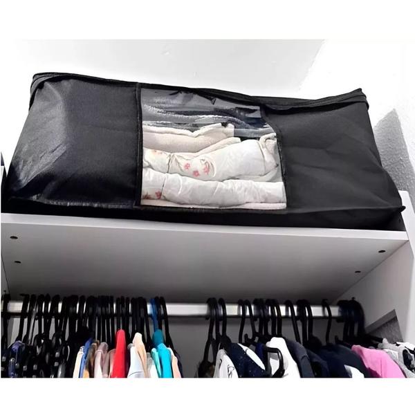 Imagem de Kit Organizador TNT Caixa Closet Roupa Cama Edredom Toalha Preto 62cm 2 A 8 unidades