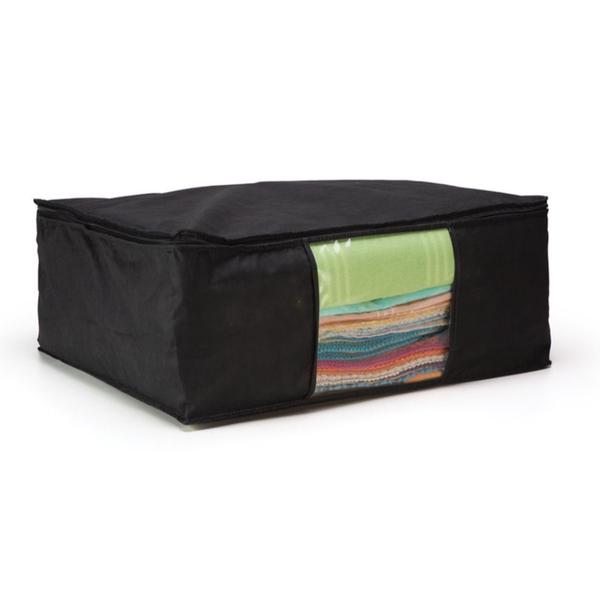 Imagem de Kit Organizador TNT Caixa Closet Roupa Cama Edredom Toalha Preto 62cm 2 A 8 unidades