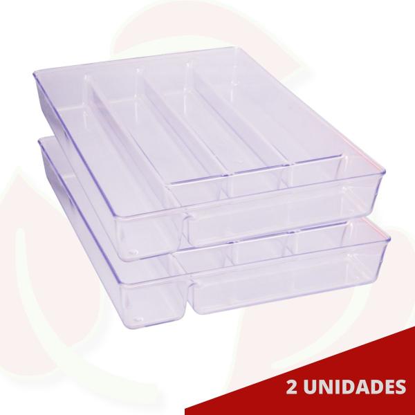 Imagem de Kit Organizadores De Gavetas Porta Talheres Transparente - 2 UN