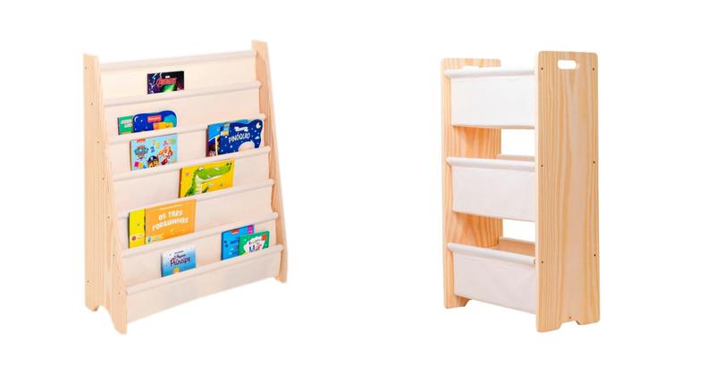 Imagem de Kit Organizadores Montessori, Rack Livros+ Guarda Brinquedos