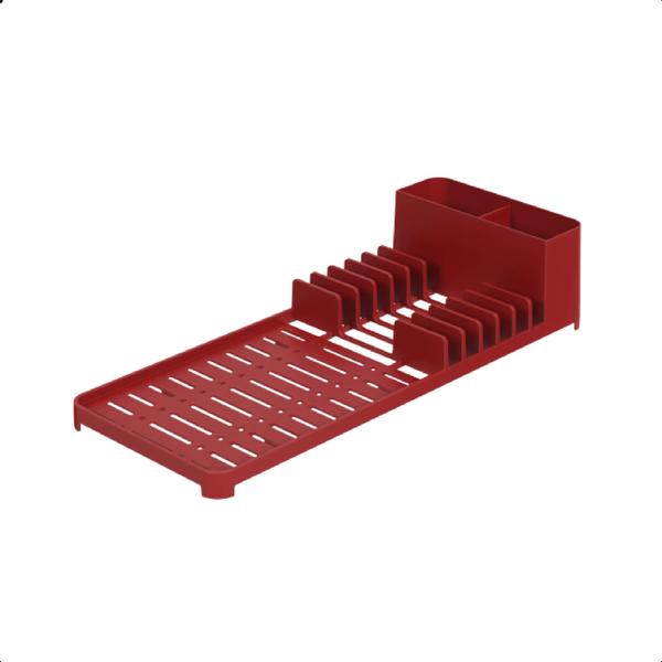 Imagem de Kit Organize a sua Pia Single Coza 4 Peças Vermelho Escorredor + Dispenser + Lixeira 2,5 Litros Brinox - 99311/1465