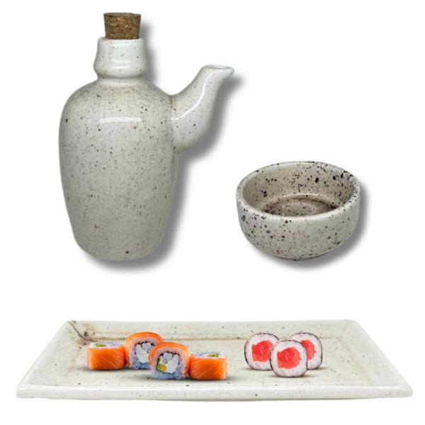 Imagem de Kit Oriental 12 pessoas Sushi Pratos e Molheiras Porcelana