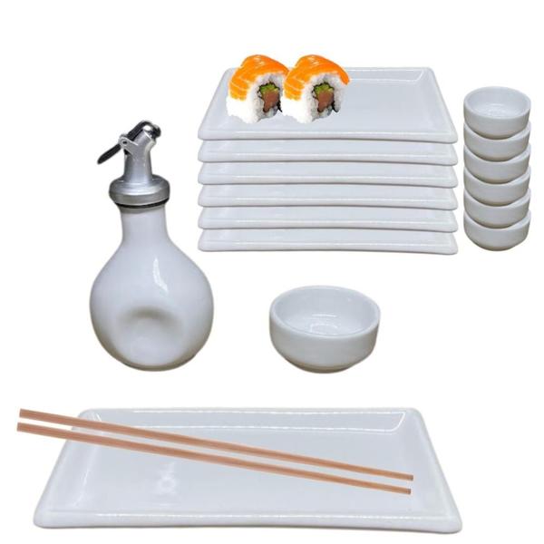 Imagem de Kit Oriental Branco para Sushi 2 Pessoas Completo e Pratico