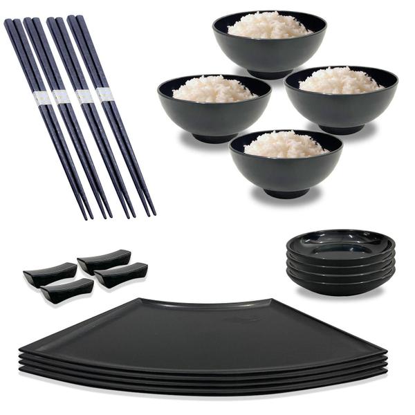 Kit Oriental Japonês Jantar Para 4 Pessoas Servir - AC Imagem de Kit Oriental Japonês Jantar Para 4 Pessoas Servir