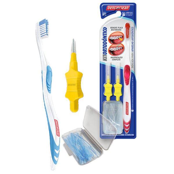 Imagem de Kit Ortodôntico Escova dental Passa fio Escova Interdental mais 01 gel dental whitening max dentalclean