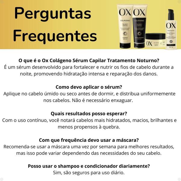 Imagem de Kit Ox Colágeno: Shampoo, Condicionador 240ml, Máscara e Sérum Tratamento Noturno 