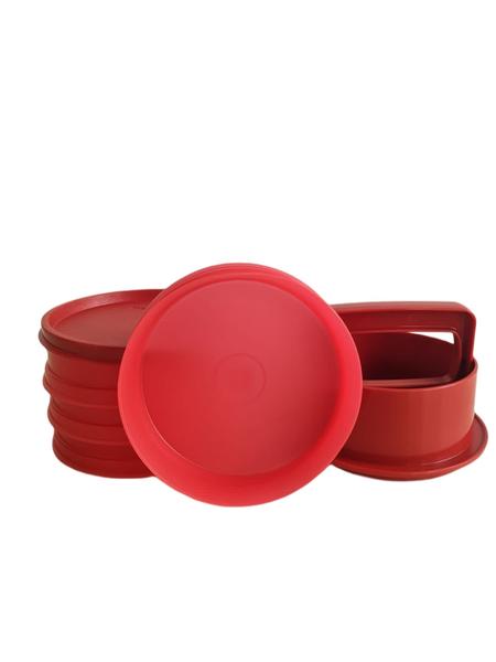 Imagem de Kit p Fazer Hambúrguer 6 peças Vermelho Burguer Express Tupperware