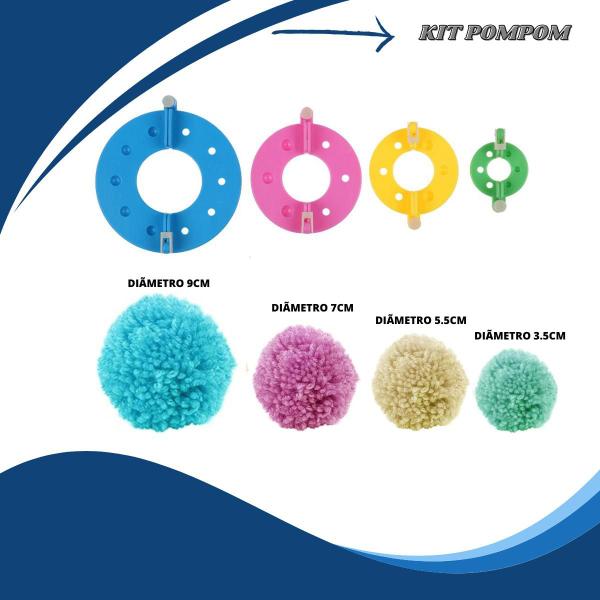 Kit P/ Fazer Pompom Tear 4 Tamanho Manual Tricô Lanmax Lã - Pompom
