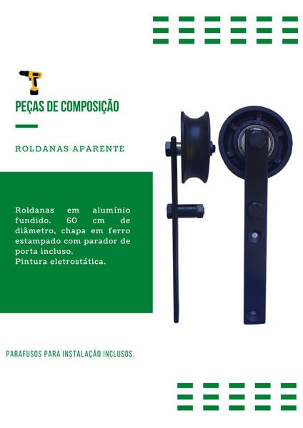 Kit p/ Porta Celeiro 2 Roldanas Aparente - Tubular 1,60 M - Preto - Al-Fer - KT-403 Imagem de Kit p/ Porta Celeiro 2 Roldanas Aparente - Tubular 1,60 M - Preto - Al-Fer - KT-403