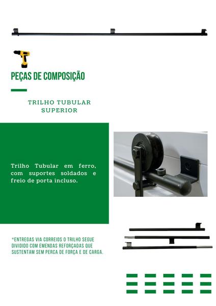Kit p/ Porta Celeiro 2 Roldanas Aparente - Tubular 1,60 M - Preto - Al-Fer - KT-403 Imagem de Kit p/ Porta Celeiro 2 Roldanas Aparente - Tubular 1,60 M - Preto - Al-Fer - KT-403