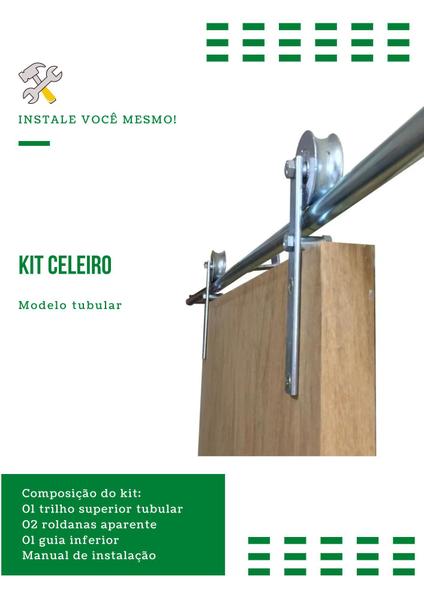 Imagem de Kit p/ Porta Dupla Celeiro - Trilho Tubular 3,00 M - Prata - Al-Fer KT2-3000N