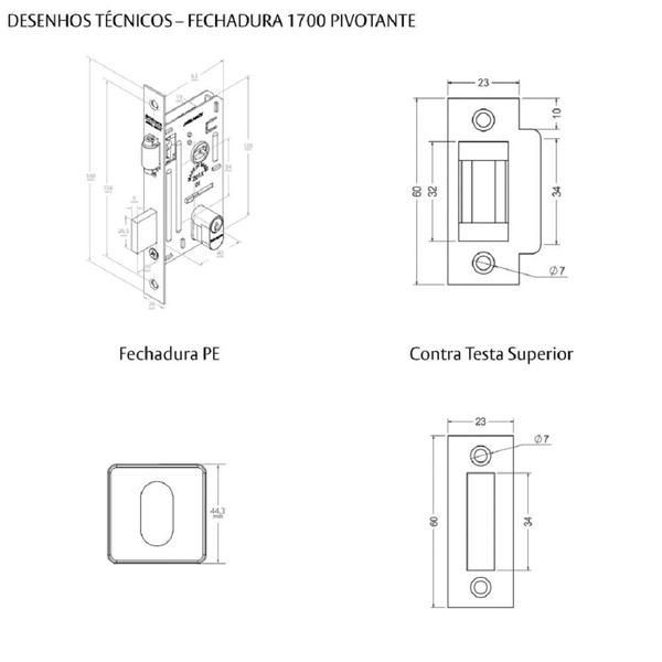 Imagem de Kit P/ Porta Pivotante, Puxador Curvo +fechadura Rolete - 80 CM