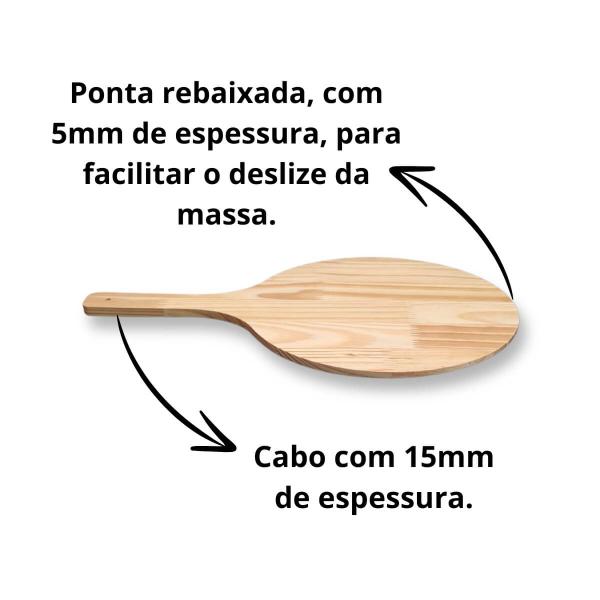 Imagem de Kit Pá Para Pizza 30Cm Em Madeira PINUS + Pá Em Alumínio 30Cm