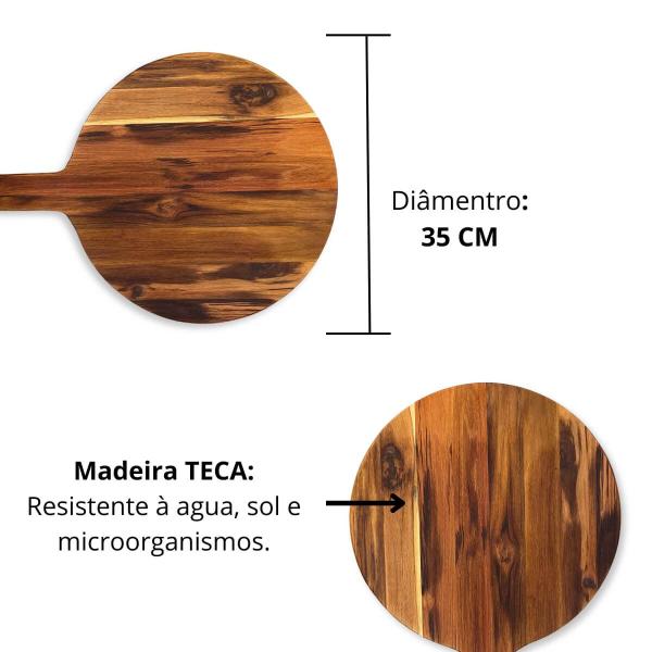 Kit Pá Para Pizza 35Cm Em Madeira Teca + Pá Em Alumínio 35Cm Com Cabo Curto - Brasa Store Imagem de Kit Pá Para Pizza 35Cm Em Madeira Teca + Pá Em Alumínio 35Cm Com Cabo Curto