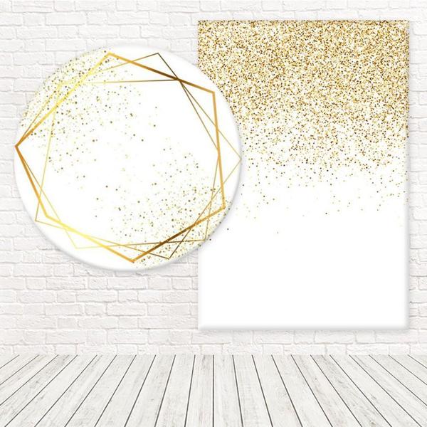 Imagem de Kit Painéis Casadinho Tecido Sublimado 3D Branco Efeito Glitter Ouro WPC-301