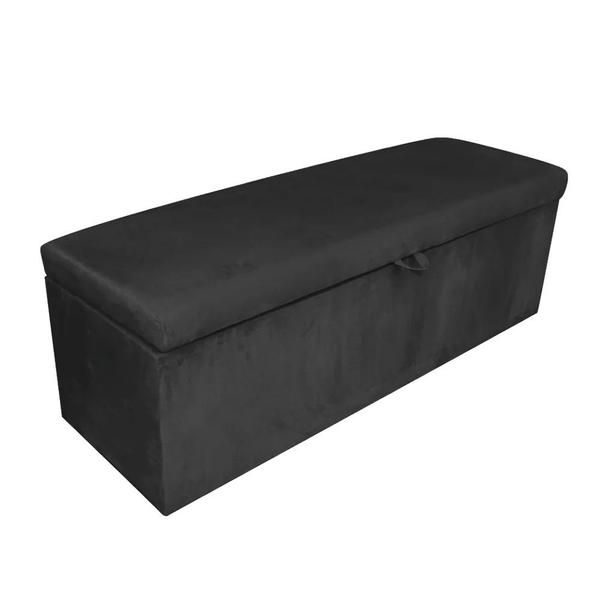 Imagem de Kit Painel Cabeceira de Cama Box Casal Com Recamier Ayumi 140 CM material sintético Preto - Móveis Mafer