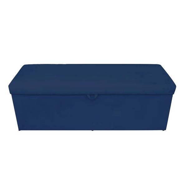 Imagem de Kit Painel Cabeceira de Cama Box King Com Recamier Ayumi 195 CM Suede Azul Marinho - Móveis Mafer