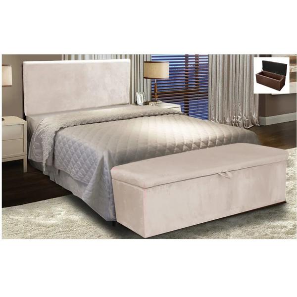 Imagem de Kit Painel Cabeceira de Cama Box Queen Com Recamier Ayumi 160 CM material sintético Bege - Móveis Mafer