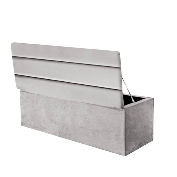 Kit Painel Cabeceira Estofada e Calçadeira Baú Recamier Argent 140cm Casal Padrão Sintético Cinza Claro - Ahz Móveis - AHAZZO MÓVEIS Imagem de Kit Painel Cabeceira Estofada e Calçadeira Baú Recamier Argent 140cm Casal Padrão Sintético Cinza Claro - Ahz Móveis