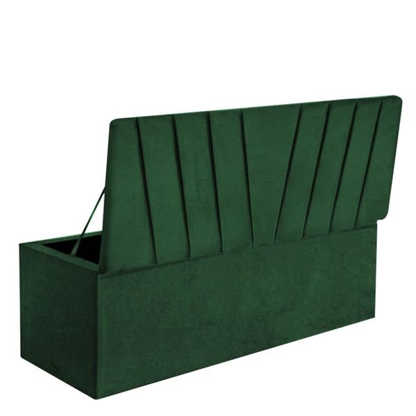 Imagem de Kit Painel Cabeceira Estofada e Calçadeira Baú Recamier Bélgica 160cm Queen Size Suede Verde Musgo - Ahazzo Móveis