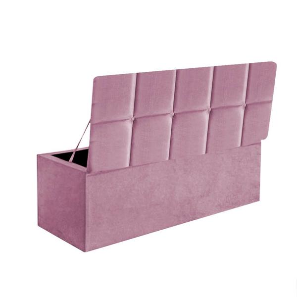 Imagem de Kit Painel Cabeceira Estofada e Calçadeira Baú Recamier Turquia 140cm Casal Padrão Suede Rosa Bebê - Ahz Móveis