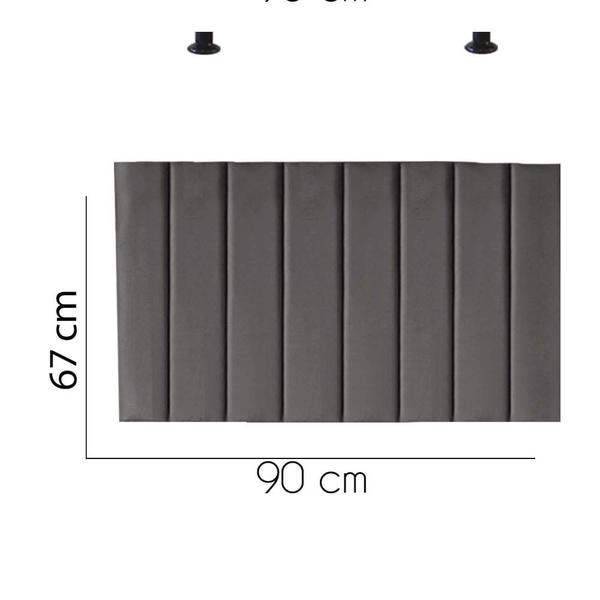 Imagem de Kit Painel Carla e Recamier Industrial 90cm Solteiro Box Ferro Cinza Sintético Cinza Escuro - Ahazzo Móveis