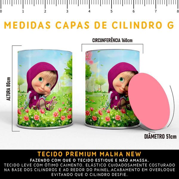 Kit Painel de Festa Redondo Trio Cilindro - MARSHA E O URSO - DeCarllos Imagem de Kit Painel de Festa Redondo Trio Cilindro - MARSHA E O URSO