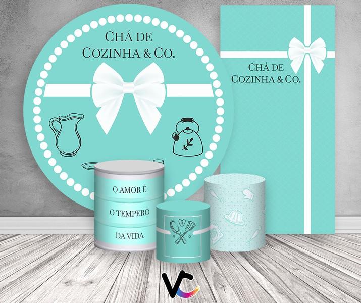 Imagem de Kit Painel De Festa + Trio Capa Cilindro + Faixa Veste Fácil - Chá de Cozinha com Laço Branco 002