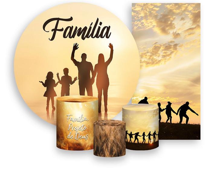 Imagem de Kit Painel De Festa + Trio Capa Cilindro + Faixa Veste Fácil - Família Silhuetas 023