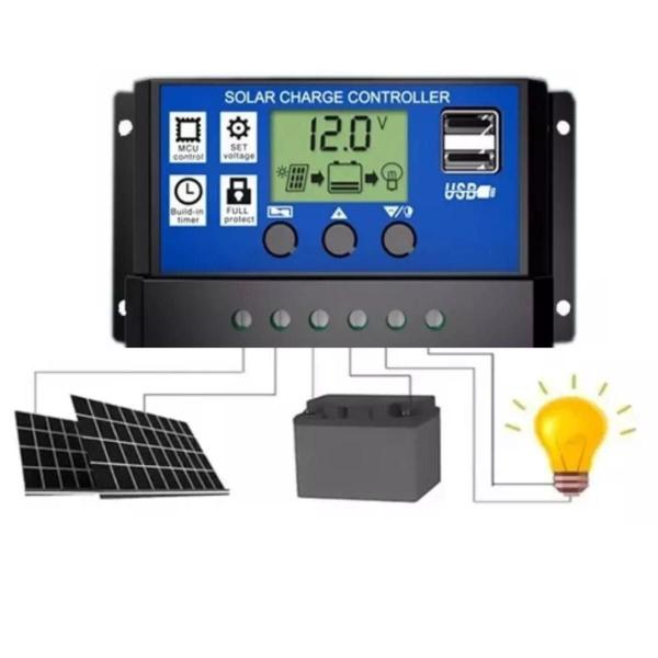 Imagem de Kit Painel Placa Energia Fotovoltaica 80w Controlador 30a